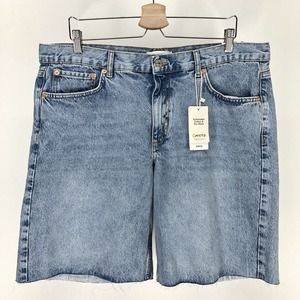 MNG Womens 14 Denim Bermuda Shorts Cutoff Blue Jean Frayed Distressed 38 x 10